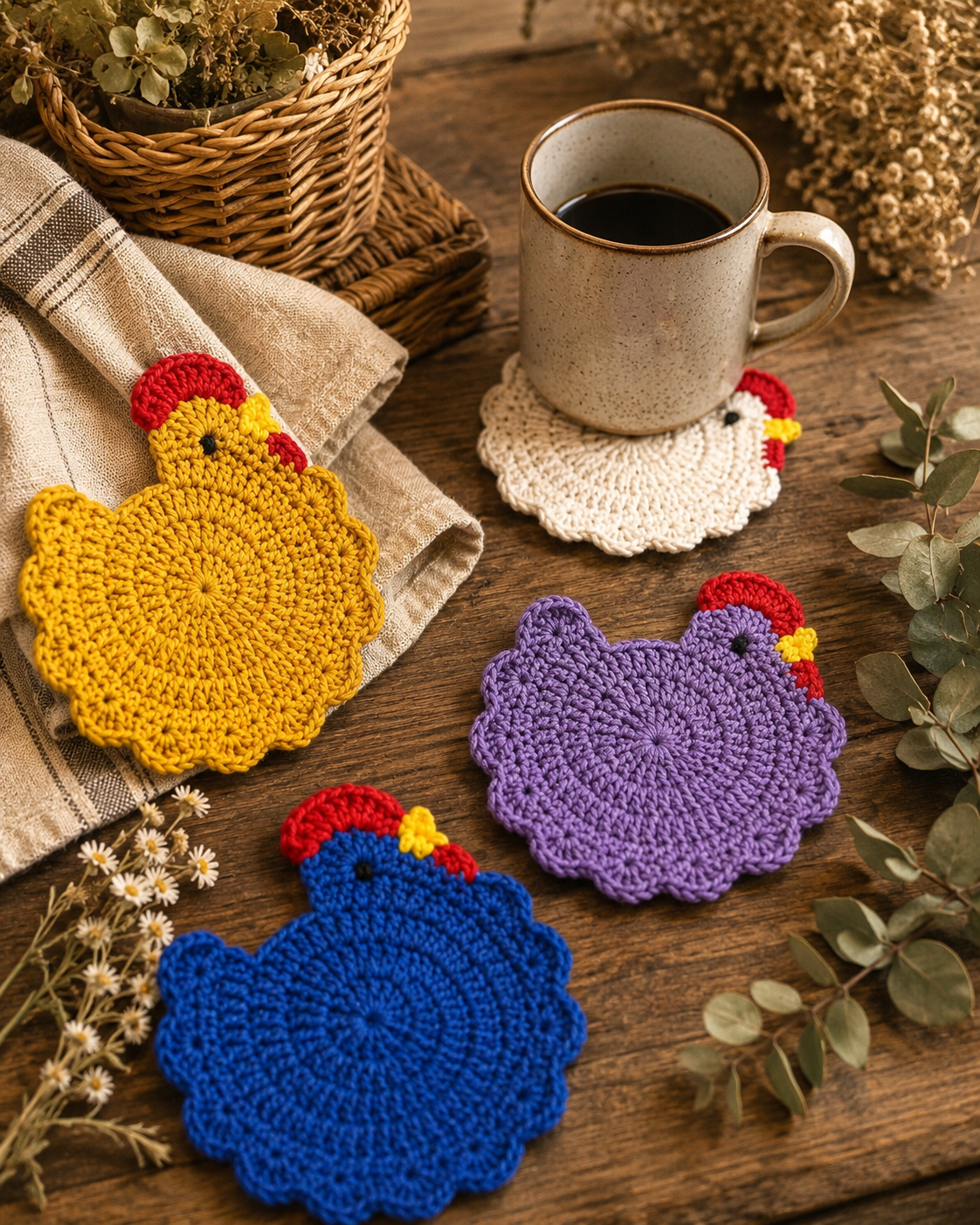 Heirloom Hen Crochet Coasters